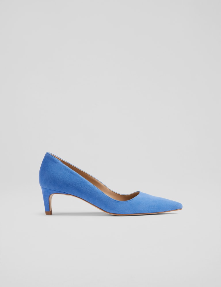 Suede Kitten Heel Pointed Court Shoes 1 of 4