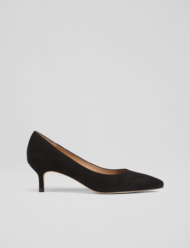 Suede Kitten Heel Pointed Court Shoes 1 of 4