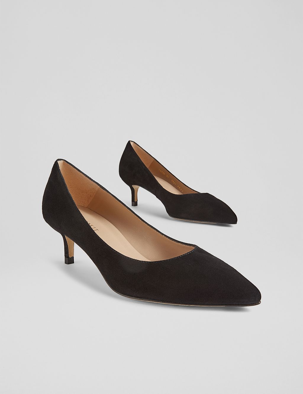 Suede Kitten Heel Pointed Court Shoes 1 of 4