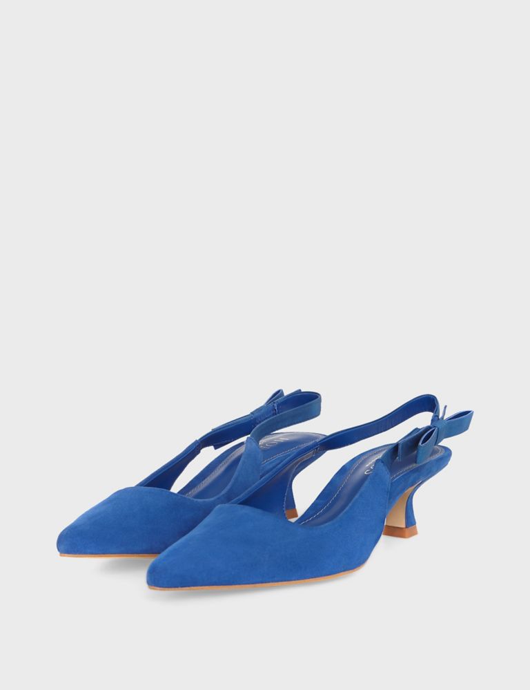Suede Kitten Heel Pointed Slingback Shoes 2 of 4