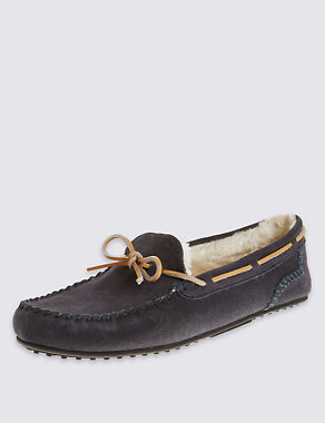 Suede Lace Moccasin Slippers Image 2 of 6
