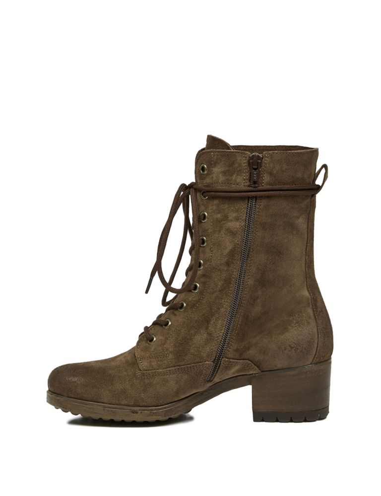 Suede Lace Up Block Heel Ankle Boots 4 of 5