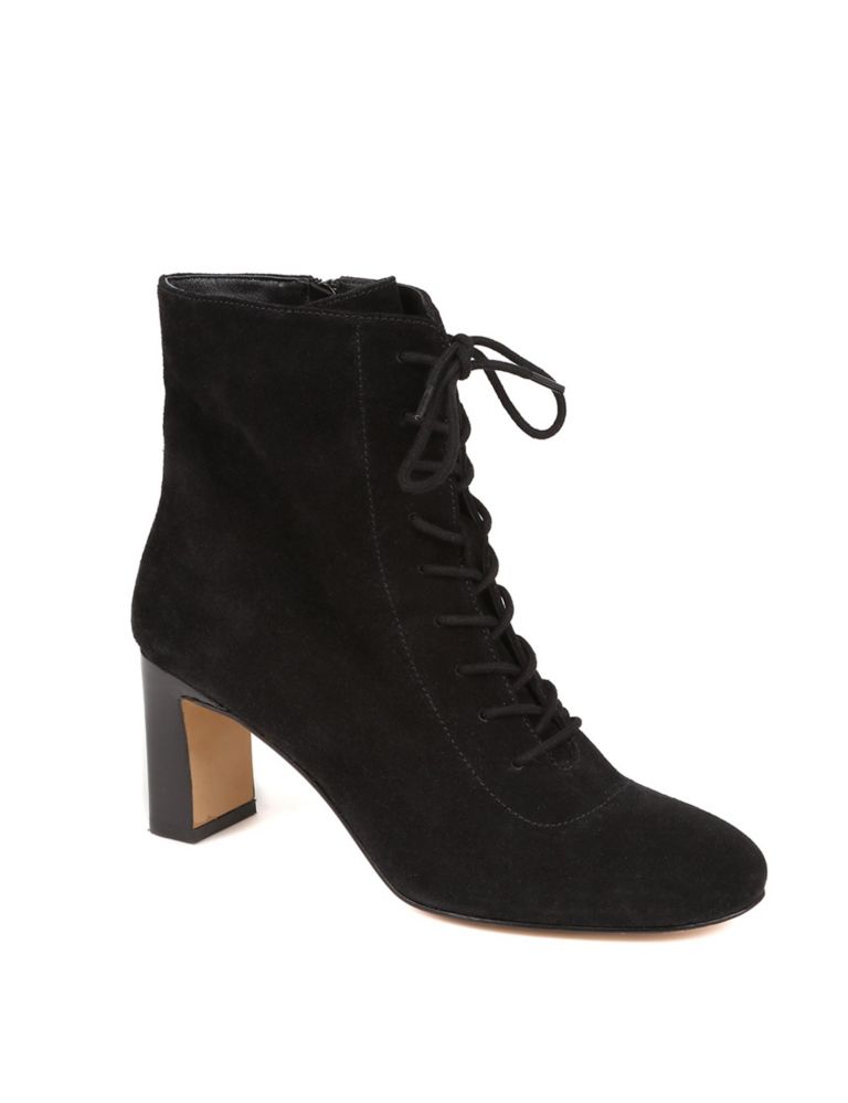 Suede Lace Up Block Heel Ankle Boots 4 of 7