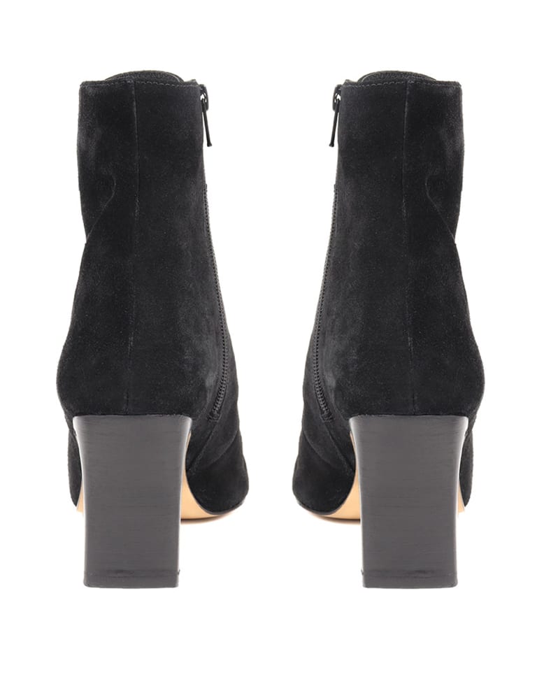 Black suede lace shop up booties