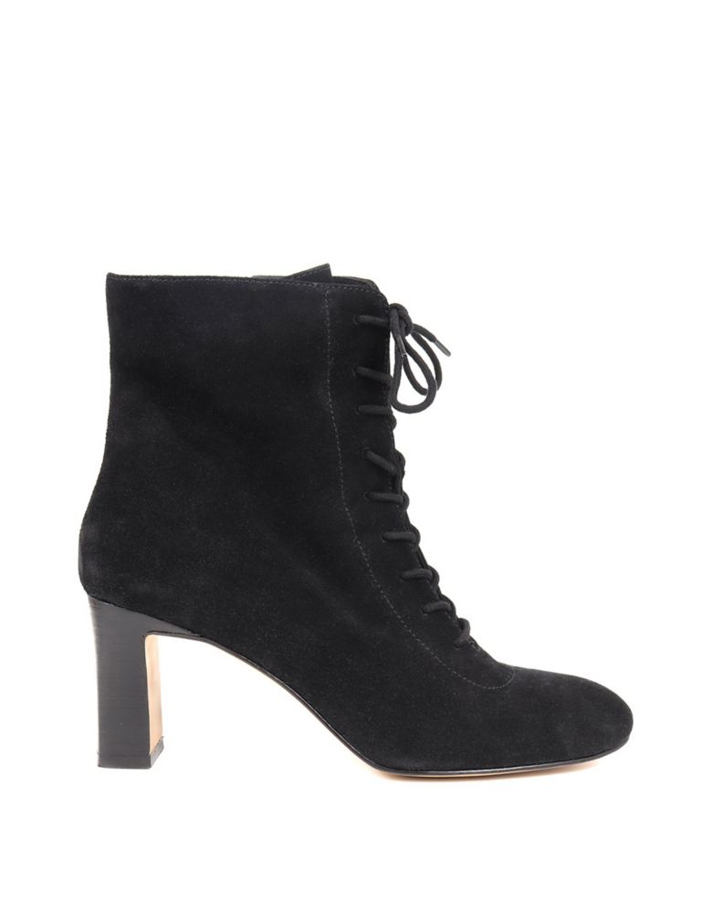 Suede Lace Up Block Heel Ankle Boots 3 of 7
