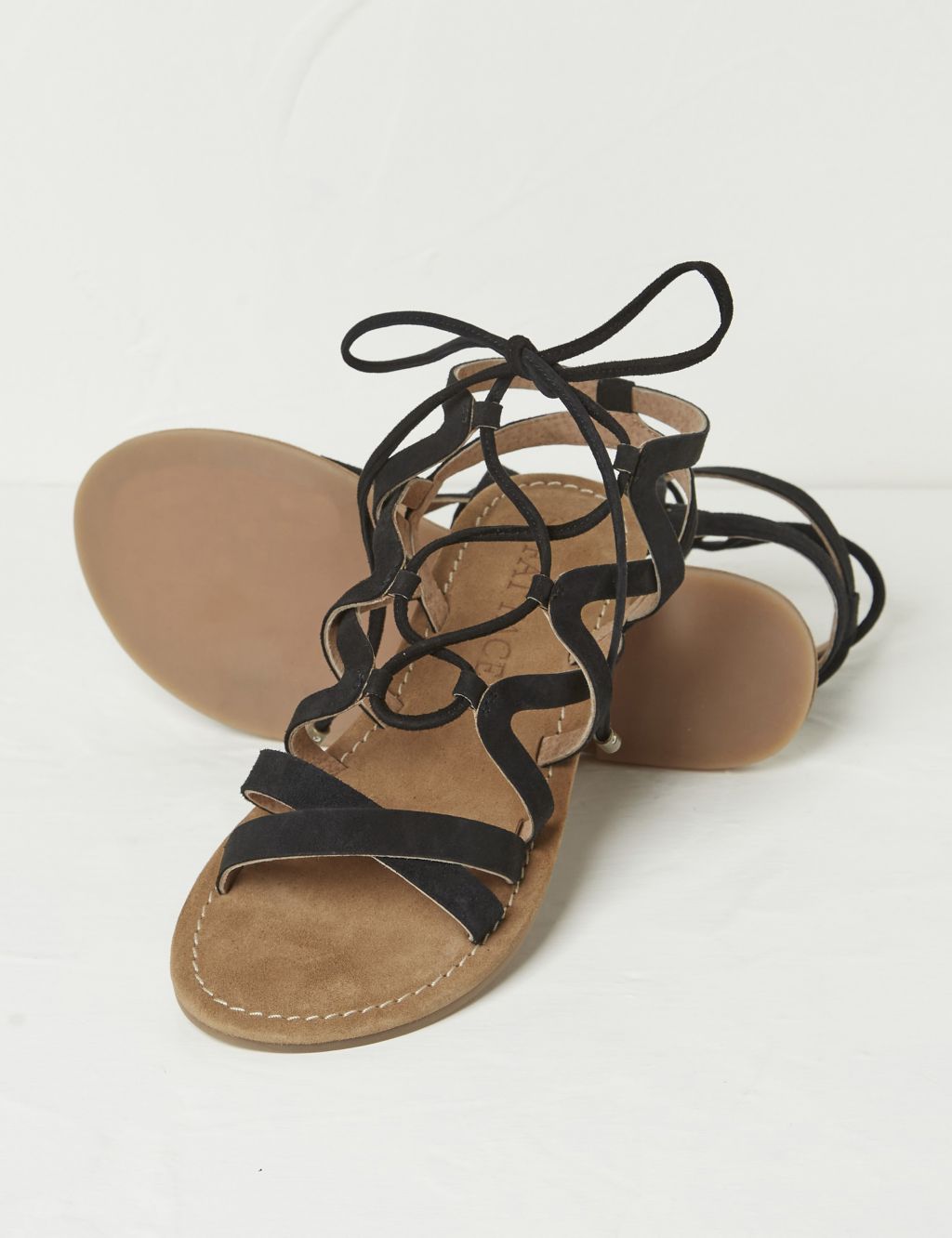 Suede Lace Up Flat Gladiator Sandals 1 of 3