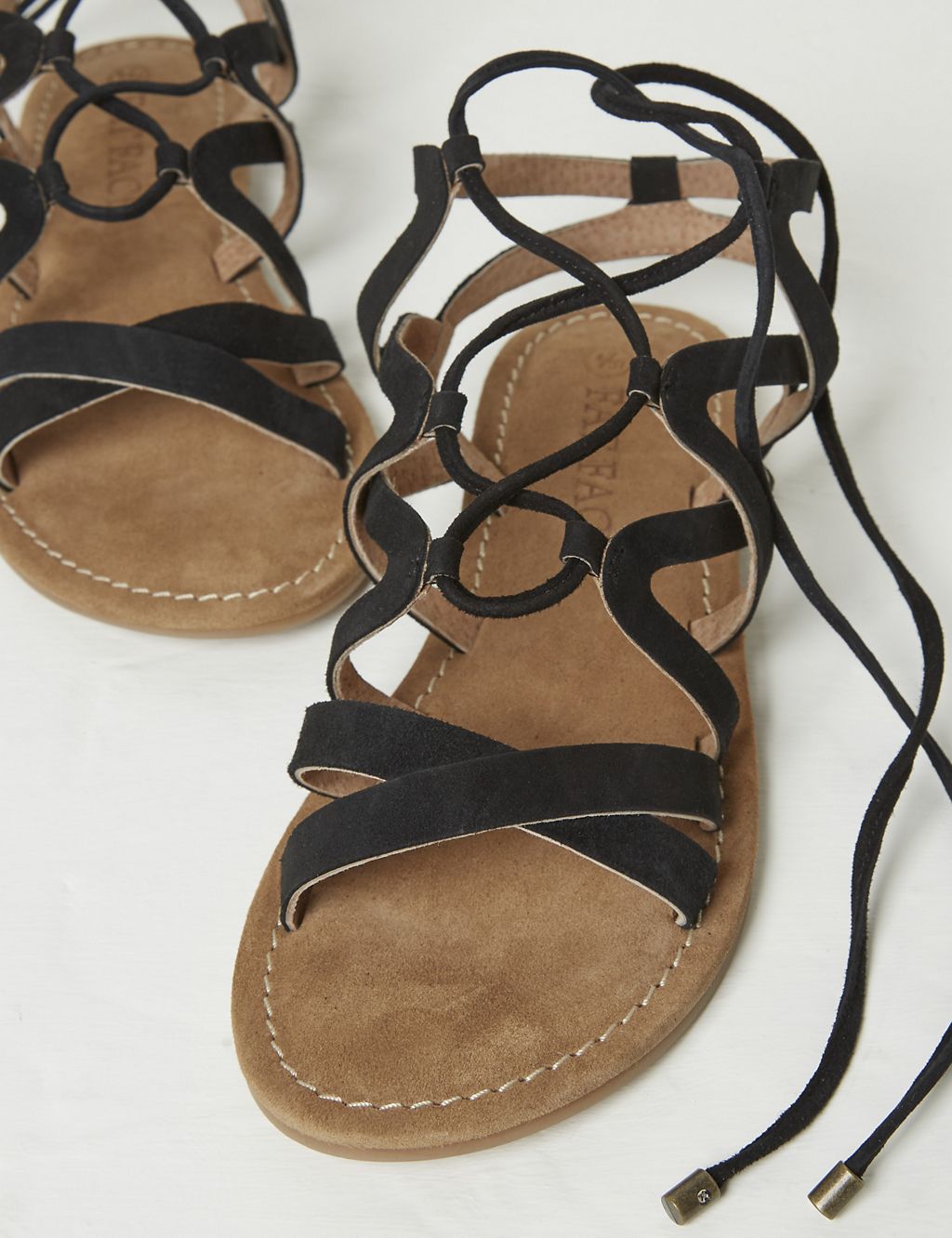 Suede Lace Up Flat Gladiator Sandals 2 of 3