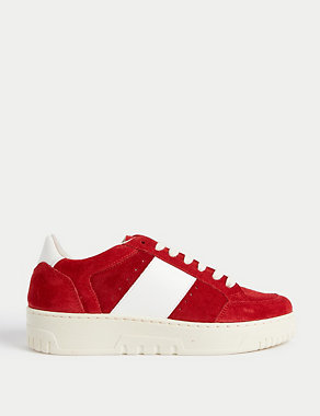 Suede Lace Up Trainers Image 2 of 3