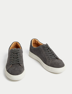 Suede Lace Up Trainers with Freshfeet™ Image 2 of 4
