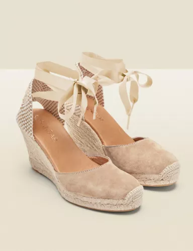 Suede Lace Up Wedge Espadrilles 1 of 2