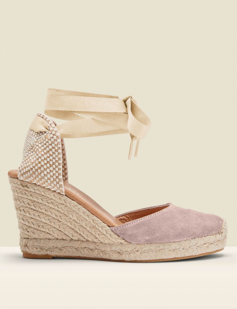 Suede Lace Up Wedge Espadrilles 1 of 2