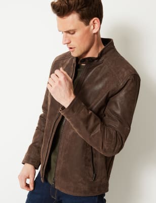 Marks and spencer shop mens leather jackets