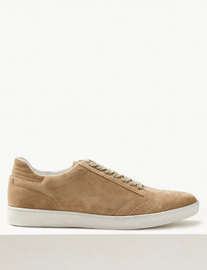 Suede Leather Lace-up Trainers Image 2 of 5