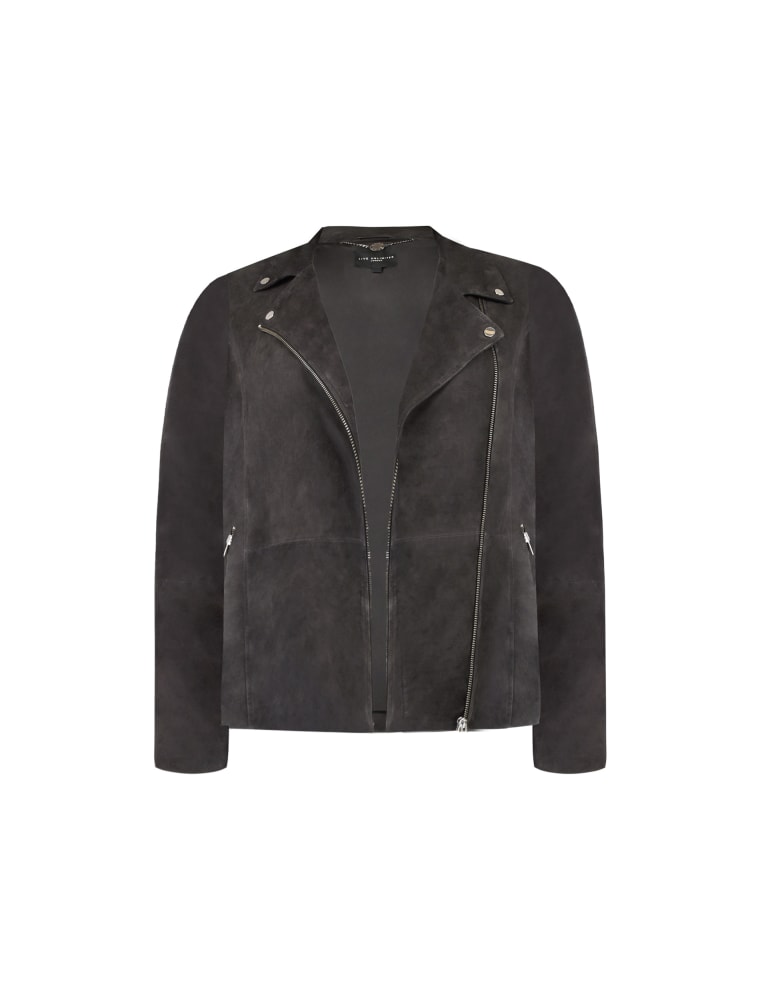Suede Longline Biker Jacket Live Unlimited London M S