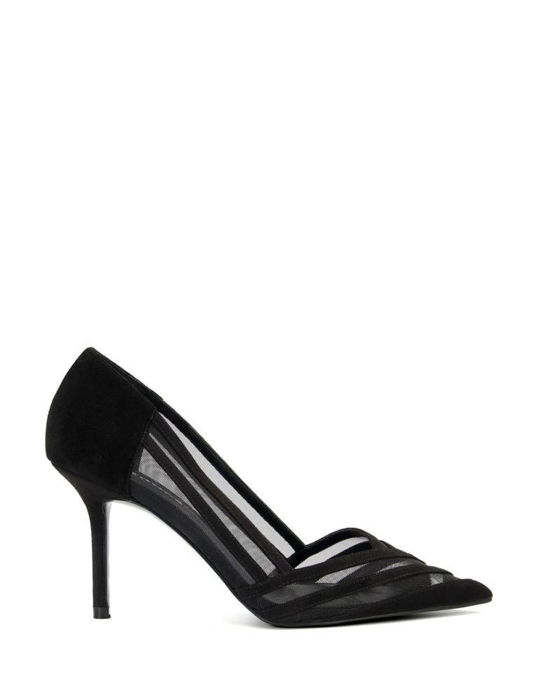 Suede Mesh Detail Stiletto Heel Court Shoes 1 of 5
