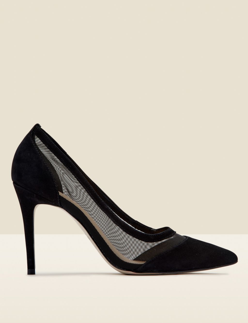 Suede Mesh Detail Stiletto Heel Court Shoes 3 of 4