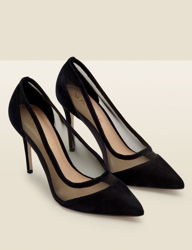 Suede Mesh Detail Stiletto Heel Court Shoes 2 of 4