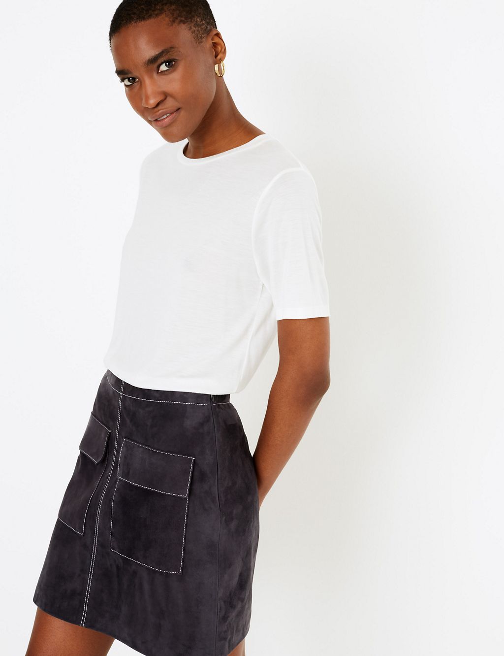 Suede Mini A-Line Skirt 3 of 4