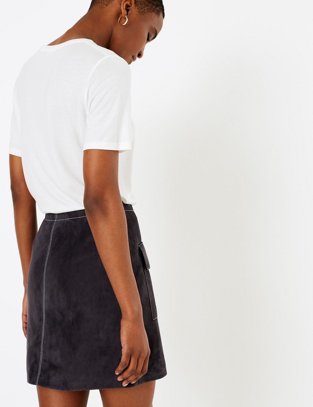 Suede Mini A-Line Skirt 2 of 4