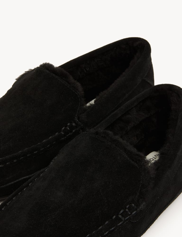 Black suede slippers online