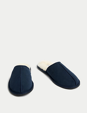 Suede Mule Slippers with Freshfeet™ Image 2 of 4