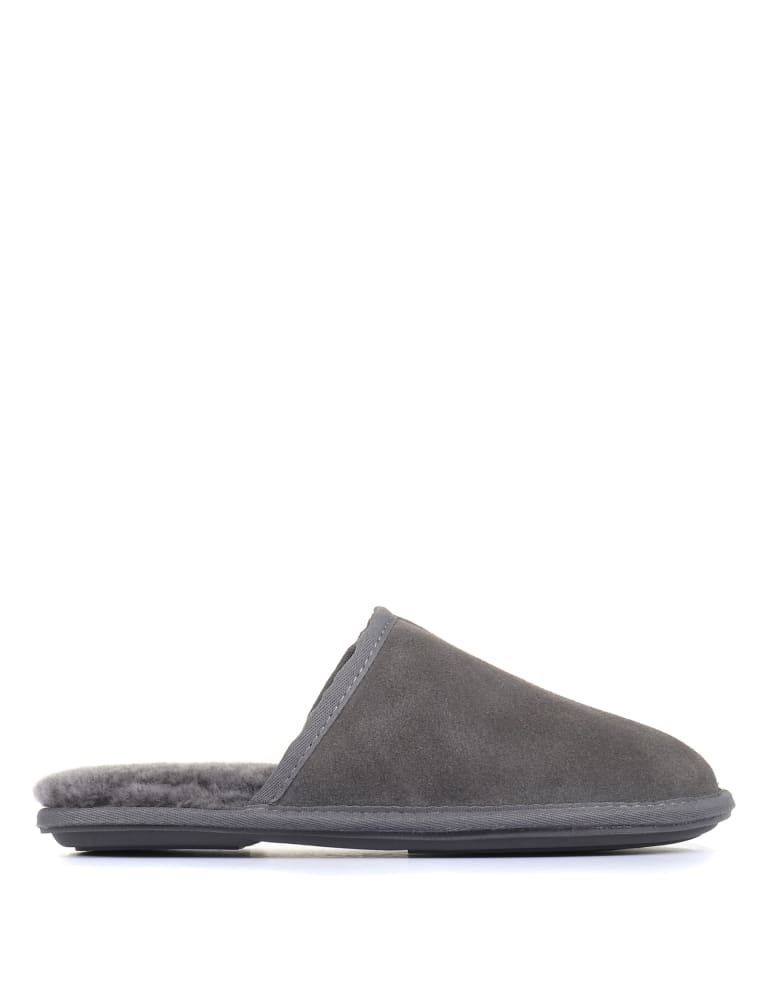 Grey suede mule slippers hotsell