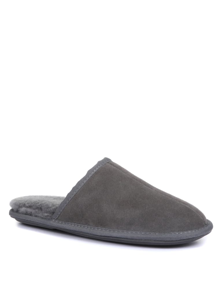 Grey suede mule slippers hotsell