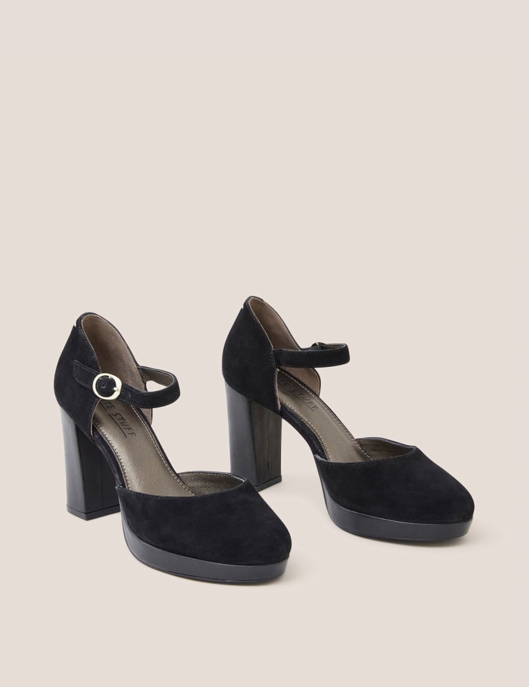Black suedette two deals part platform courts