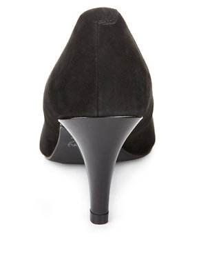 Suede Pointed Toe Mid Heel Court Shoes with Insolia® Image 2 of 4