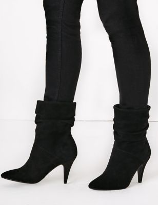 marks and spencer ladies black suede ankle boots