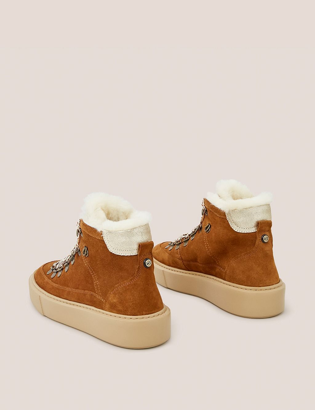 Suede Shearling Trim Flatform Ankle Boots 2 of 4