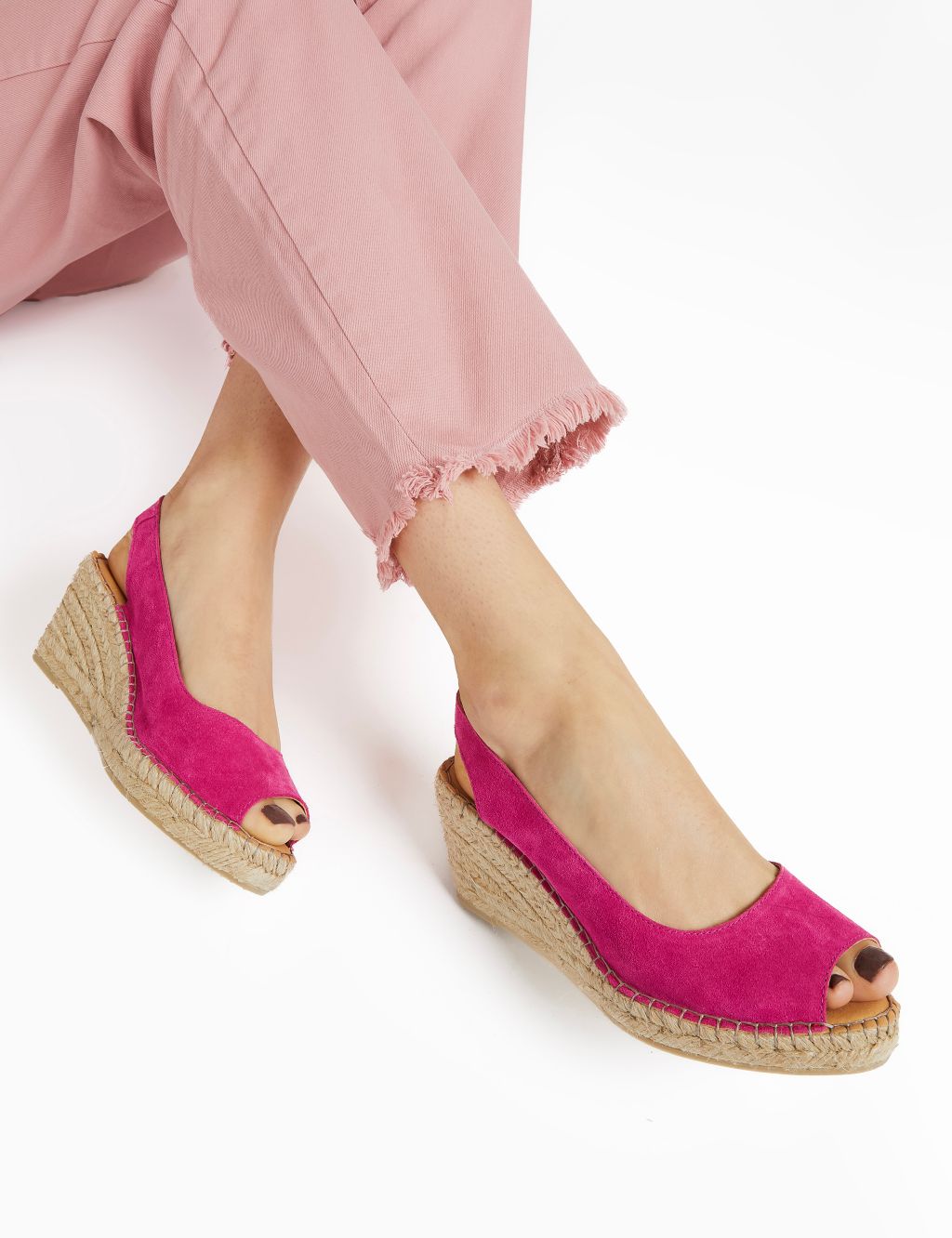 Suede Slingback Wedge Sandals 2 of 7