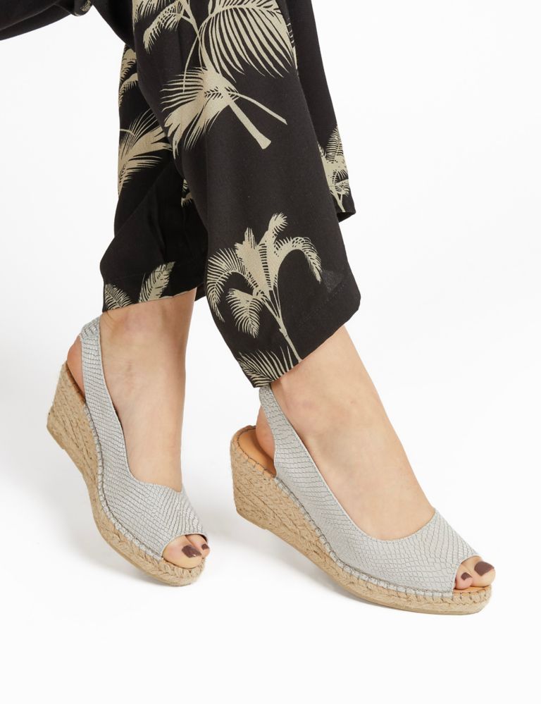 Suede Slingback Wedge Sandals 1 of 7