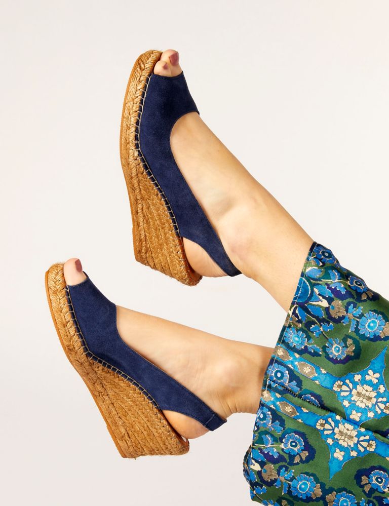 Suede Slingback Wedge Sandals 1 of 6