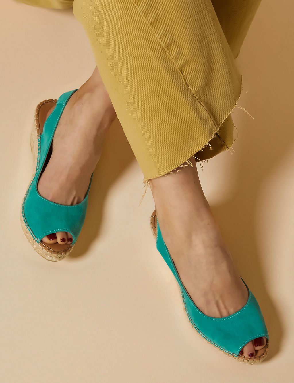 Suede Slingback Wedge Sandals 2 of 8