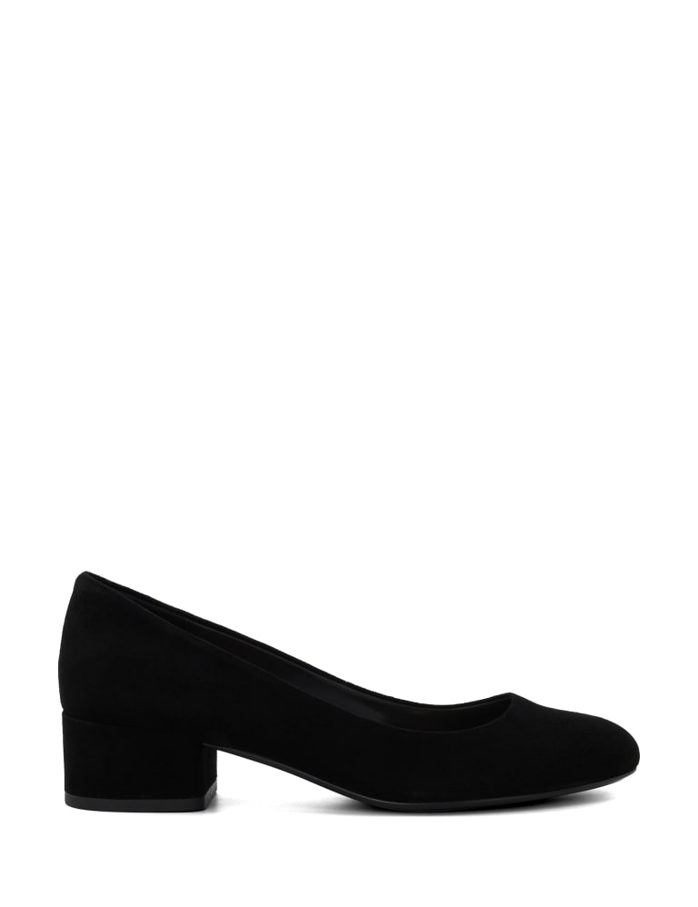 Suede Slip On Block Heel Court Shoes 1 of 4