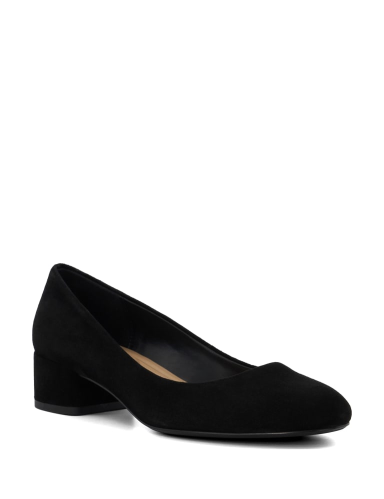 Suede Slip On Block Heel Court Shoes 2 of 4