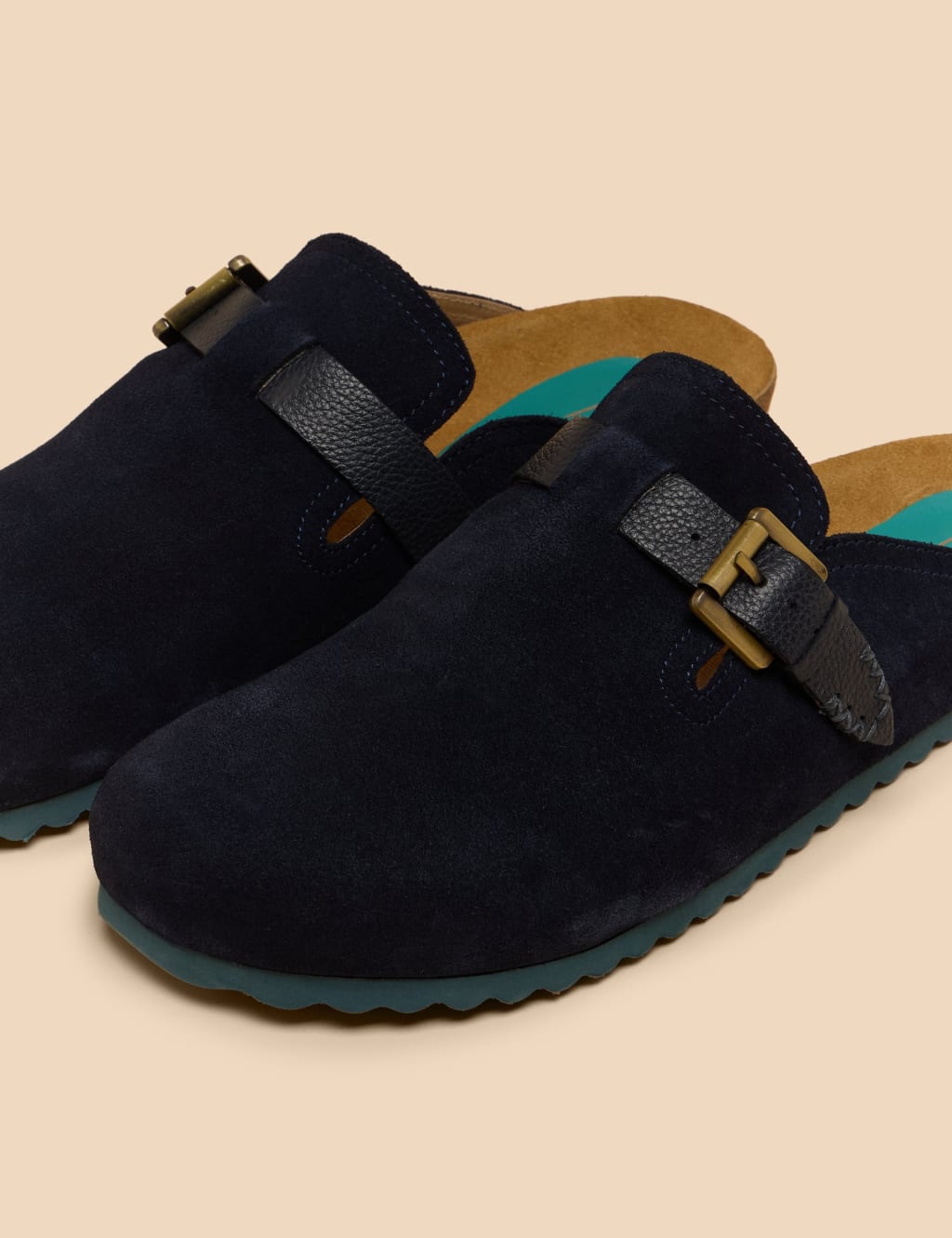 suede slip on mules