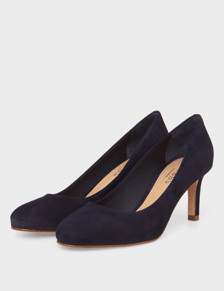 Suede Slip On Kitten Heel Court Shoes
