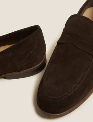 brown suede slip ons