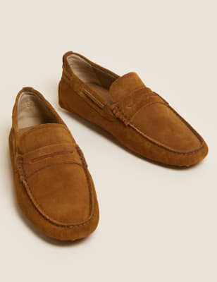 brown suede slip ons
