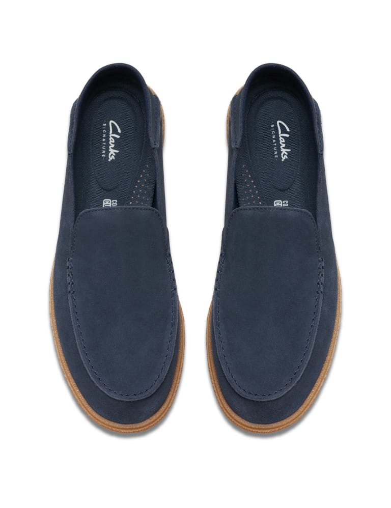 Clarks suede on sale slip on loafers