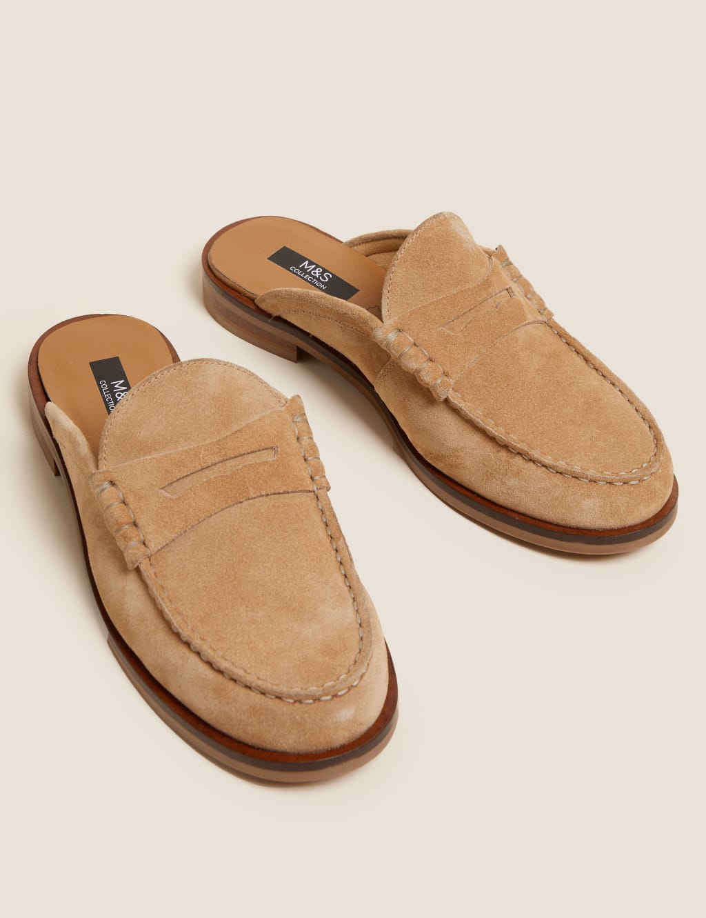 suede slip on mules