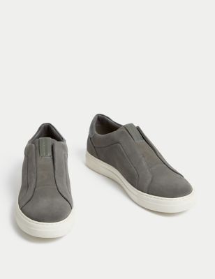 Suede Slip On Suede Trainers with Freshfeet™ Image 2 of 5