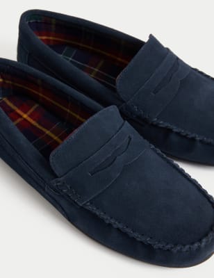 Navy suede online slippers