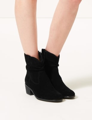 Suede slouch hot sale heeled boots