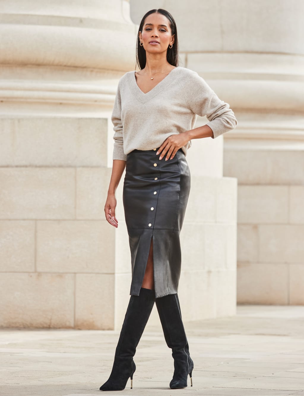 Suede Stiletto Heel Knee High Boots SOSANDAR M S