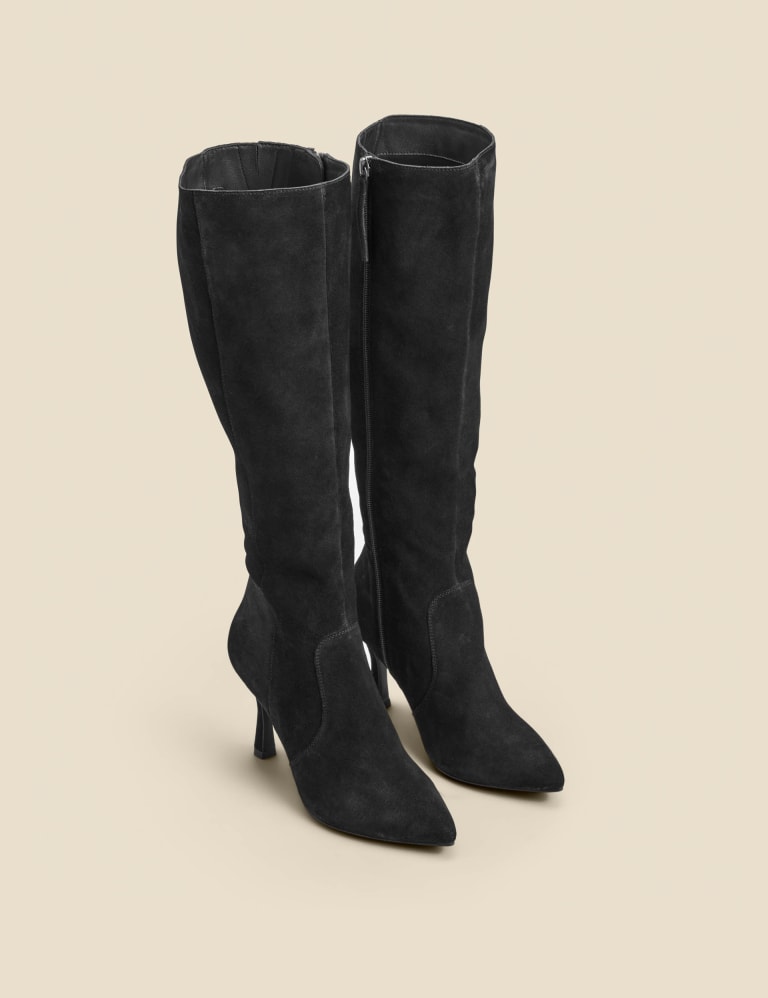 Suede stiletto knee high boots online