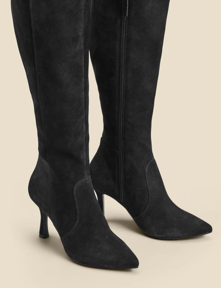 Suede Stiletto Heel Pointed Knee High Boots SOSANDAR M S