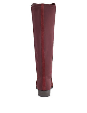 Suede Stretch Back Knee Boots Image 2 of 3